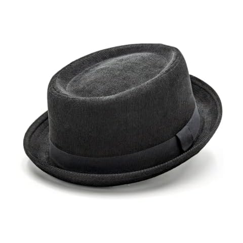Sterzeal Black Corduroy Pork pie hat Trilby hat for Men Unisex Short Brim hat Gents Jazz hat Fedora hat Porkpie Cotton (as8, numeric, numeric_7_and_1_half, numeric_7_and_5_eighths, Black, Extra Large) Cover