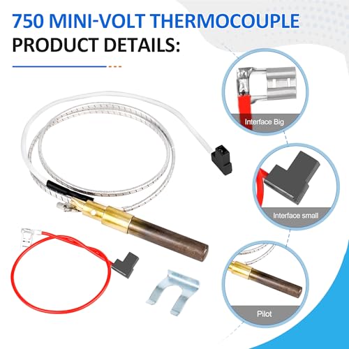 21\"100112328 Thermopile for Water Heater,750 Millivolt Waters Heaters Thermocouple Compatible with Reliance,Whirlpool, A.O.Smith,Kenmore, American Water Heater,Rheem Thermopile Replaces 9007872005