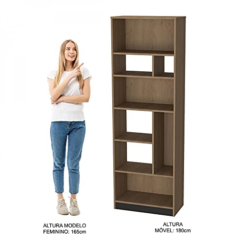 Estante para Livros 8 Nichos Roma Nova Mobile Mel/preto