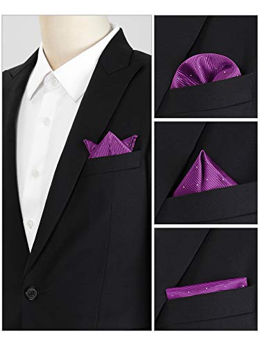 Allegra K Men's Pocket Squares Classic Satin Polka Dots Solid Color Handkerchiefs For Wedding Business One Size Purple #TOP3