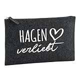 Huuraa Borsa da Toilette Hagen verliebt Borsa Regalo per cosmetici in feltro Color Carbone da 1 litro Hagen verliebt Presente