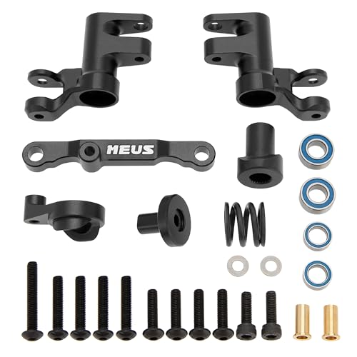 MEUS RACING Aluminum Steering Bellcrank Assembly Drag Link Set for Traxxas 1/16 Mini Maxx RC Car Upgrade (Black)