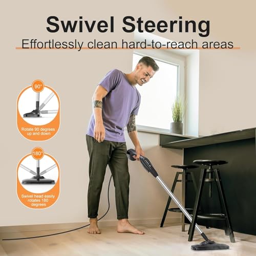 Fastest Heating Steam Mop With Handheld Steam Cleaner, 250ML Powerful Floor Steamer For Cleaning Hardwood, Laminate Floor, Wall, Glass And Grout, 17 Multi-Purpose Accessories & Washable Pads - 6