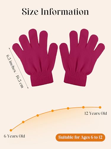Image of Cooraby 12 Pairs Kid's Winter Magic Gloves Children Stretchy Warm Magic Gloves Boys or Girls Knit Gloves for 6-12 Years