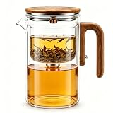 Magic Glass Teapot with Infuser, 24oz (700ml) Heat-Resist Boro Glass Brewer, Instant Water Separation & Clean-Press Leaf Removal, Perfect for Blooming & Loose Leaf Tea, Elegant Gift Box