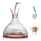 YouYah Wine Decanter Aerator with Stopper and Brush,Red Wine Carafe,Upgrade Iceberg,Wine Accessories, Wine Gift, Hand Blown 100% Lead Free Crystal Glass(1800ML)