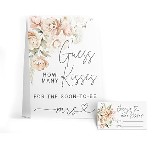 Your Main Event Prints Floral How Many Kisses For The Mrs Game, Guess How Many Bridal Shower Games and Activities Cover