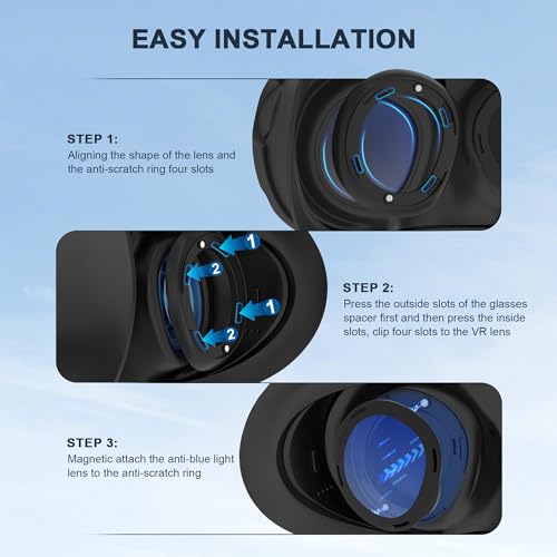 Blue Light Blocking Glasses for Meta Quest 3 with Anti Fog Wipe, Lens Protector Kit for Oculus Quest 3, VR Glasses Spacer Accessories Anti-Scratch Ring for Meta Quest 3 (Not for Oculus Quest 3S) by STARTRC GAMES - Image 6