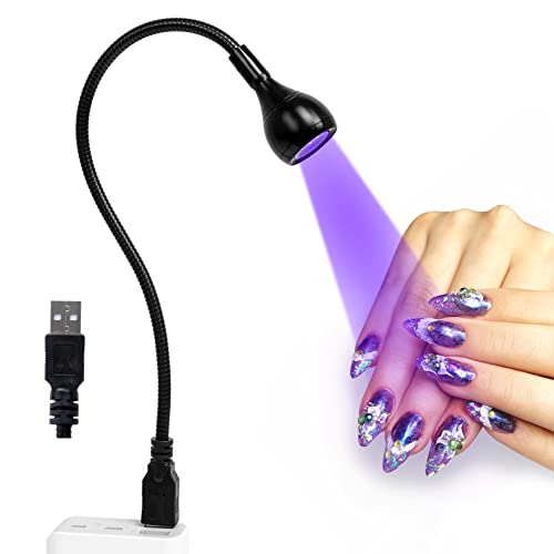 Aoraem Led Nail Lamp 3W Led Nail Portable Manicure Dryer Gel Polish Curing Light With Black Gooseneck For Gel Nails Tips Usb Plug Play Nails Salon And Home Diy Nail Art #TOP12