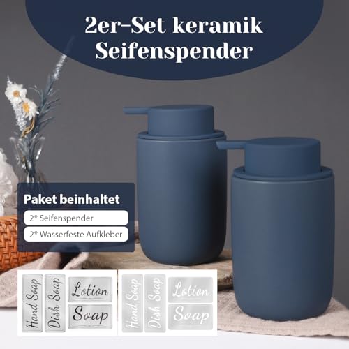 Autumnlife Soap Dispenser Set Foam, 2 Pieces Foam Soap Dispenser, Ceramic Soap Dispenser with Large Pump and Label - Image 3