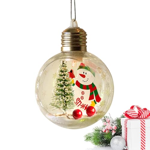 Light up Christmas baubles, Christmas ball decorations with lights | Indoor Christmas tree ball lights - Dazzling Santa, Snowman ball pendants for decora