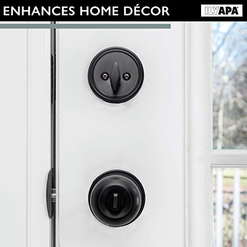 Ilyapa Entry Knob With Single Cylinder Deadbolt - Keyed Alike Locks, Ball Style, Matte Black Exterior Door Keyed Alike Turn Thumb Locking Door Knob With Deadbolt, Matte Black, 3 Pack #TOP3