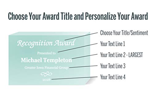 Awards4U Glass Trophy Award Plaque - 6x4 Custom Glass Plaques Personalized Engraved - Choose Your Title: Appreciation, Achievement, Shining Star, Excellence, Retirement, Above and Beyond - Thumbnail 2