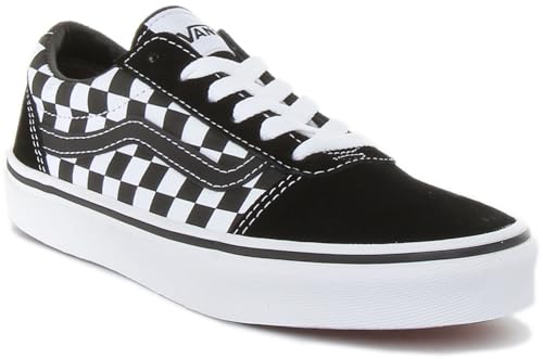 Vans Jungen Ward Suede/Canvas Sneaker, Schwarz Checker Black True White Pvj, 34 EU – Ansicht 2