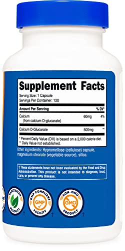 Nutricost Calcium D-Glucarate 500Mg, 120 Capsules - Gluten Free, Non-Gmo, Vegetarian Friendly #TOP3