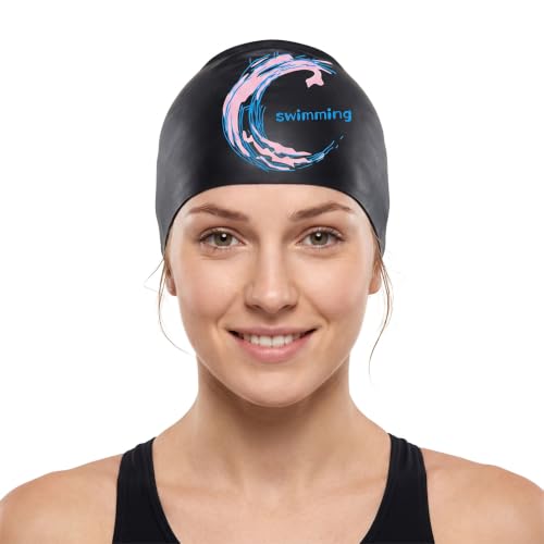 DBCEJF Bonnet de Bain Femme en Silicone Antidérapant - Bonnet de Piscine Étanche au Design Moderne pour Natation et Aquagym - Protection des Cheveux et Confort Optimal - Noir