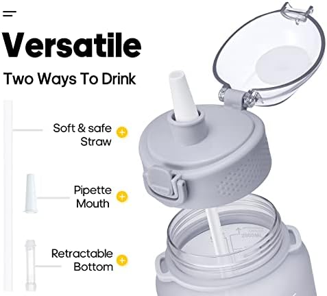 MEITAGIE Water Bottle, 2.2 Litre Water Bottles with Straw and Paracord Handle, BPA-Free Water Bottle with Times to Drink, Leak-proof Water Bottles Perfect for Fitness Gym Camping Outdoor Sports