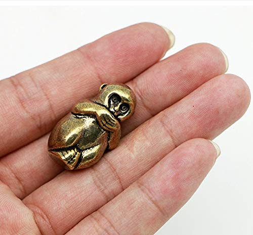 Dmtse Brass Mini Antique Monkey Statue Ornaments Meditation Seated Pose Attractive & Serene Small Monkey Statue Figurine #TOP5