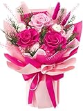Flomoon Preserved Flowers Bouquet, Valentines Day Forever Flowers Birthday Gifts for Women, Mother, Wife, Mothers Day Flowers for Mom (Hot Pink)