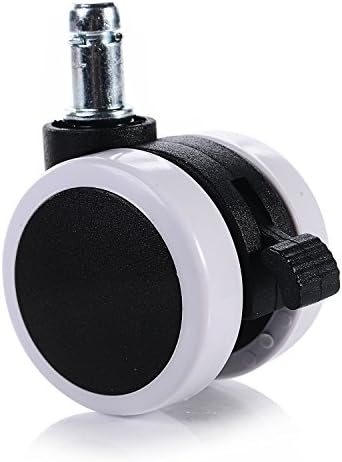 LIHAO 5pcs Replacement Office Chair Wheels Resistant with Safty Brake for Hard Floors (White and Black, 11/50 mm)