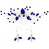 Bridal Crystal Hair Comb and Earrings Set Elegant Bride Wedding Hair Piece Accessories for Women Pro