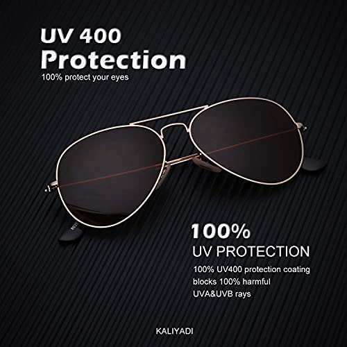 Image of KALIYADI Classic Aviator Sunglasses for Men Women Driving Sun glasses Polarized Lens UV Blocking