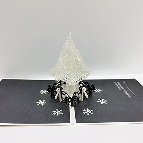3D POP UP White Christmas Tree Card Handmade Christmas Card (White Christmas Tree Pop Up) Cover