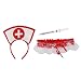 Baoblaze Costume d'Infirmière Érotique Serre-tête + Jarretière + Seringue pour Femmes Sexy