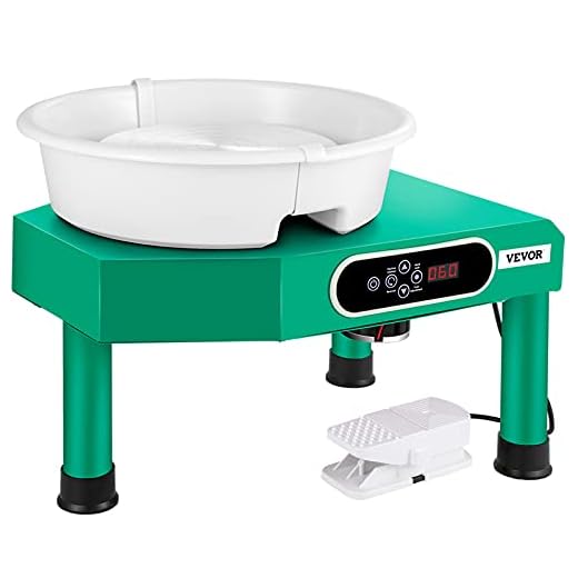 VEVOR Pottery Wheel 9.8" LCD Touch Screen Pottery Wheel Forming Machine,350W Electric DIY Clay Sculpting Tools with Foot Pedal & Detachable ABS Basin for Adults and Beginners Art Craft (Green)