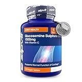 Zipvit Glucosamine Sulphate 2KCl 1500mg with Vitamin C, High Strength Joint Supplement, Supports Cartilage, Joints and Bones, Shellfish Free, 120 Vegan Tablets, 4 Month Supply