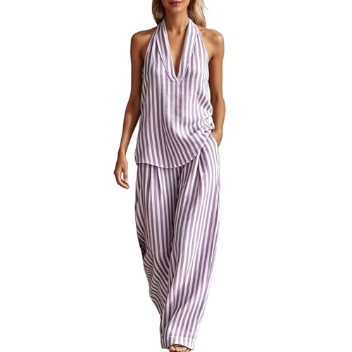 Ensemble femme rayé col V : fini la chaleur avec ce homewear léger d'été