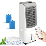 【Refroidissement puissant 3 en 1】Ce rafraîchisseur d'air combine les fonctions de ventilation, de refroidissement et d'humidification, améliorant ainsi la qualité de l'air intérieur. Son puissant moteur de 80 W offre un flux d'air concentré jusqu'à 9 mètres par seconde à la sortie, pour une expérience rafraîchissante et confortable