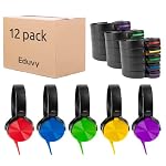 Classroom Headphones Bulk 12-Pack, Wired Assorted Student School Class Set