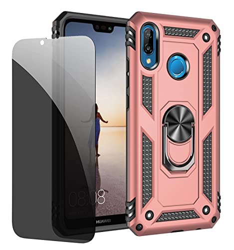 JOYTAG Cover Huawei P20 Lite Oro Rosa Custodia Protettiva con Protezione Schermo in Vetro Privacy Anti-Spia