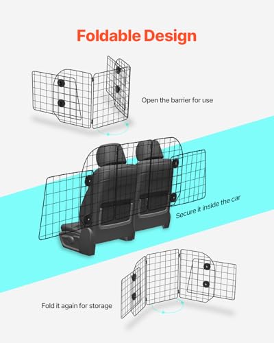VEVOR Barrière de Voiture pour Chien Réglable 97,2-156,5 cm, Grille Pare-Chien en Treillis Métallique Robuste pour Siège Arrière, Universel pour Animaux de Compagnie, SUV, Berline, Camions, Véhicules – vue 3