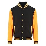 Awdis Unisex Varsity Jacket (L) (Jet Black/Orange Crush)