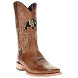 Vaccari Men's Luke Genuine Sierra Orix Leather Colorado Buffaloes Embroidery Broad Square Toe Cowboy Boots - 8