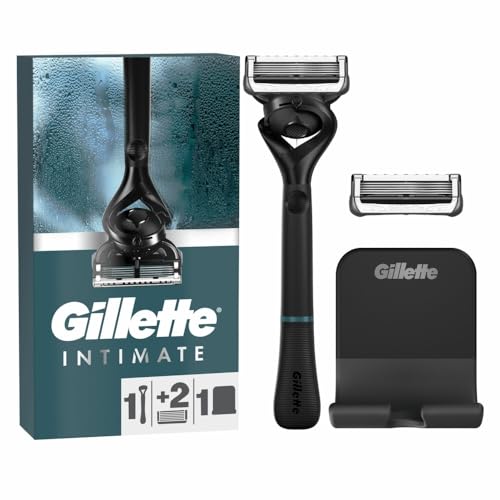 Gillette Body und Intimate Rasoio Umido Uomo Rasoio + 2 Lame da Rasoio con Gancio Doccia per Conservazione Facile Regalo Uomo
