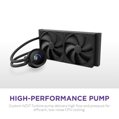 NZXT Kraken Plus 240 - AIO CPU Liquid Cooler - 240mm Radiator - 2 x F120P Fans - Adjustable 1.54" Square LCD - AMD® AM5, AM4 - Intel® LGA 1851/1700, 1200/115X - Black 2