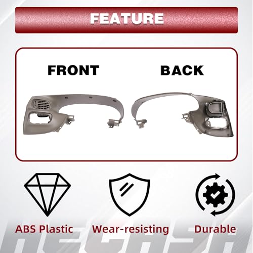 HECASA Upper Dashboard Pad Bezel W/Switch Air Vent Compatible with 1997-2003 Ford F150 Expedition ABS Plastic Dash Trim Bezel Replacement Instrument Cluster Bezel Trim Panel Light Brown by HECASA - Image 3