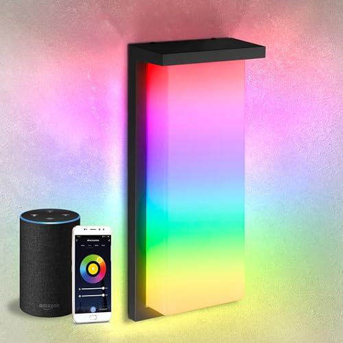 ASD 14" LED Outdoor Wall Light | Smart RGBW, Front Door Porch | Black