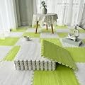 HoKiis 16 Pieces Plush Rugs for Living Room,Puzzle Carpet Tiles,Interlocking Puzzle Floor Mat Tiles,Plush Play Puzzle Mat for Floor,30x30 Cm(Size:0.4 Inch,Color:White+Light Green)