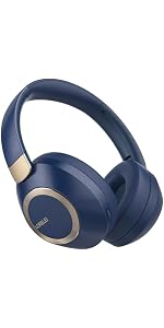 LORELEI B-C6 Cuffie senza fili Over-Ear, 50H Playtime, pieghevoli, leggere, Bluetooth, bassi profondi, microfono incorporato, paraorecchie in memory foam, per viaggi (navy