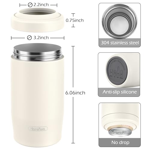 Image of Morefeel 4-in-1 Insulated Can Cooler for 12 oz Cans & Bottles | 304 Stainless Steel Can Holder Fits 12 Oz Slim Cans, Standard Cans, Beer Bottles & Works as A Open Cup; Dishwasher Safe