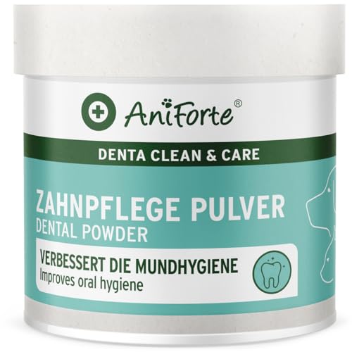 AniForte Denta Clean & Care Zahnsteinpulver für Hunde & Katzen 80g - Natürliche Zahnpflege, Mundhygiene & frischer Atem, Zahnsteinentferner & Zahnreinigung, gegen Verfärbung, Zahnbelag & Plaque
