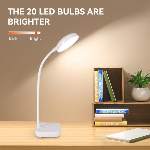 Hepan Block HP1231 Small Desk Lamp,Rechargeable Battery Powered,3 Light Colors White,Warm,Warmwhite,10 Adjustable Brightness,400 Lumens,Gooseneck Hose,Table Lamp thumb #1