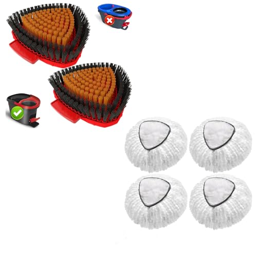 2 Pack Upgraded Spin Mop Replace Scrub Mop Brush and Spin Mop Head Replacement Compatible with O Cedar EasyWring 1 Tank -  Fatmass