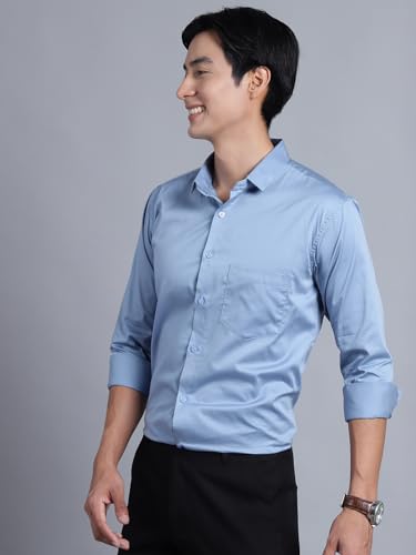 Image of Majestic Man Slim Fit Satin Cotton Formal Shirt for Men