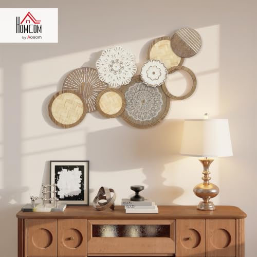 HOMCOM Moderne Holz Wanddekoration 83,8x44,5 cm Naturholz – Bild 2
