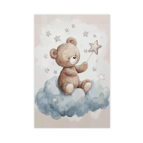 Ours en peluche sur nuage toile pour réchauffer murs vides